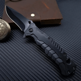 1pc Multi-function folding knife - stainless steel straight back blade, lightweight and portable, suitable for outdoor camping