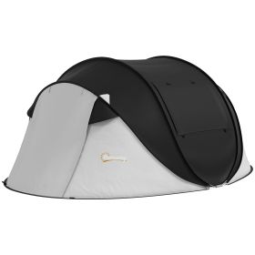 Outsunny Pop Up Tent with Porch and Carry Bag, 3000mm Waterproof, for 2-3 People Camping Hiking, Black