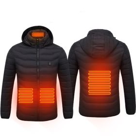 New Heated Jacket Coat USB Electric Jacket Cotton Coat Heater Thermal Clothing Heating Vest Men's Clothes Winter (Option: Black Zone4-3XL)