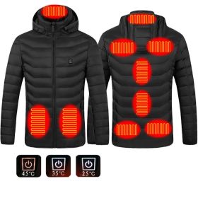 New Heated Jacket Coat USB Electric Jacket Cotton Coat Heater Thermal Clothing Heating Vest Men's Clothes Winter (Option: Black Zone9-3xl)