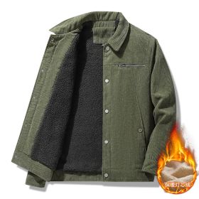Winter Slim Retro Lapels Thick Corduroy Jacket (Option: Army green-L)